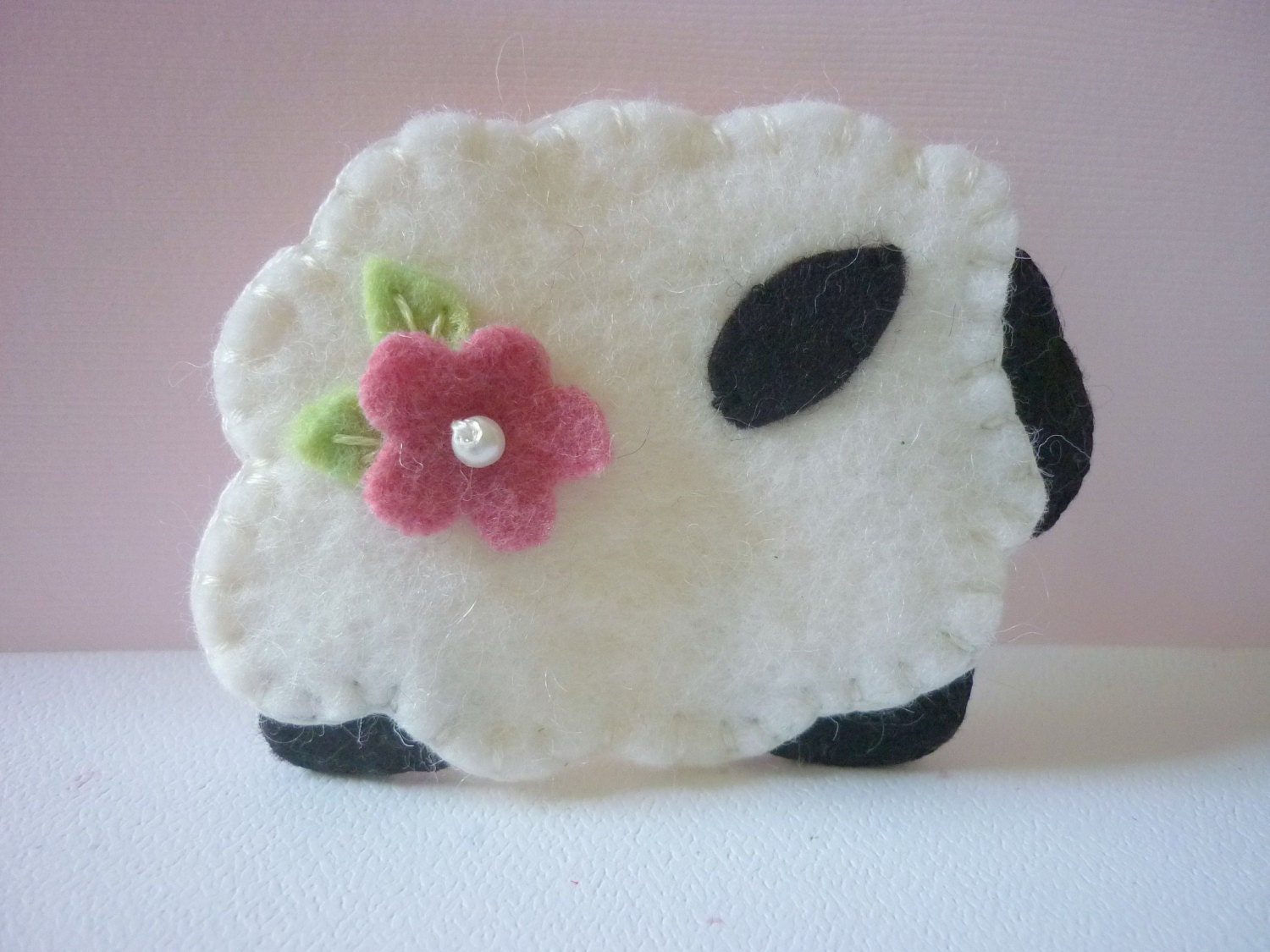 Felt  Brooch Primitive Ewe Sheep Lamb Felted Wool