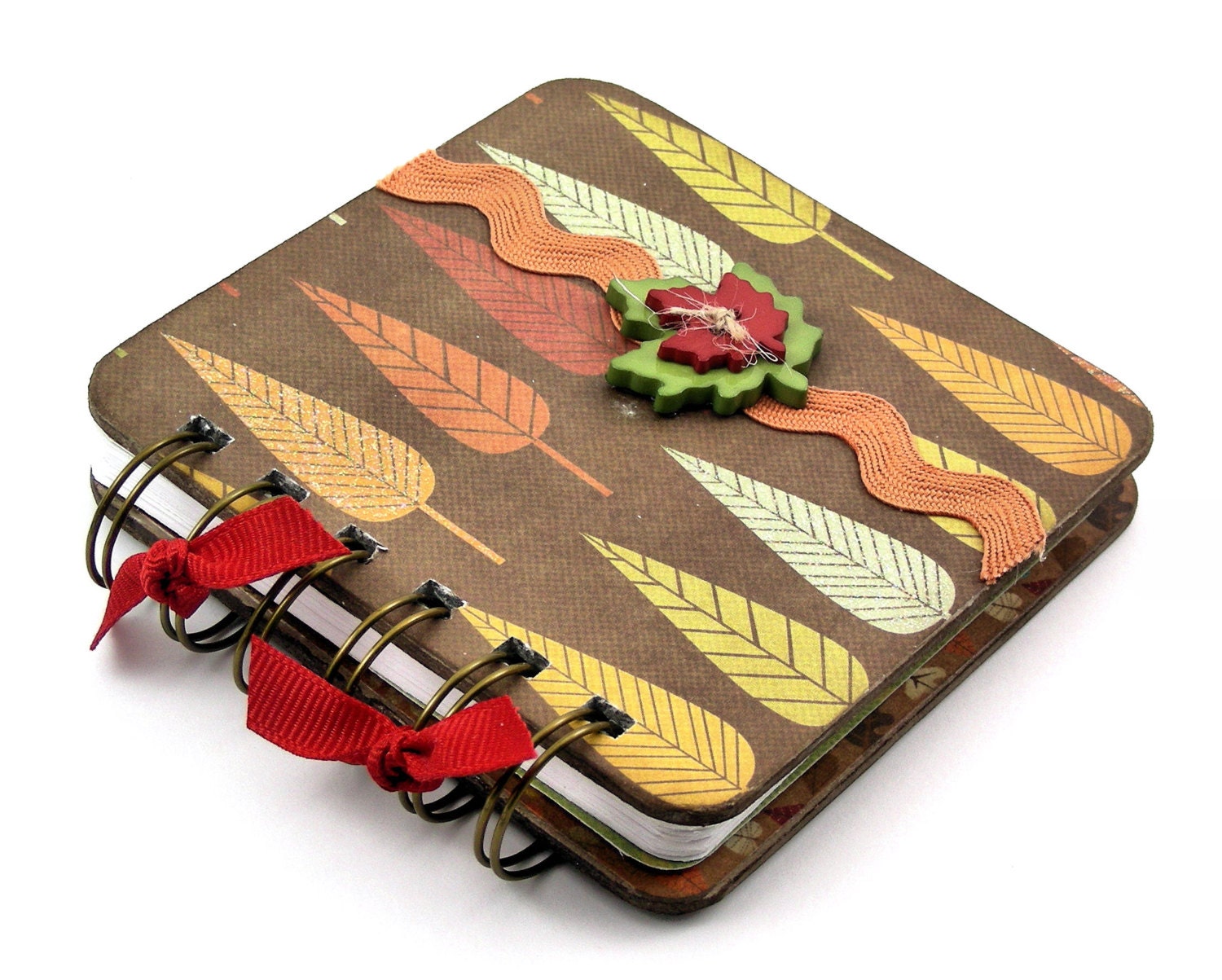 Leaves of Gratitude Book, spiral bound, count your blessings, 100 pages, autumn leaves, gold, red, green