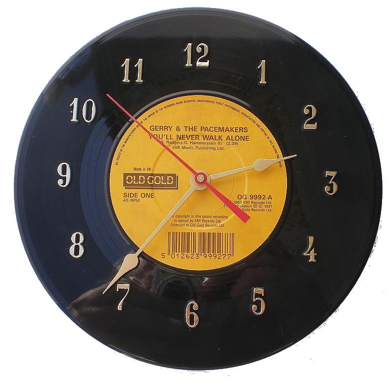 45 Record Clock Gerry & the Pacemakers "You'll Never Walk Alone" Wall Clock Music Collectible