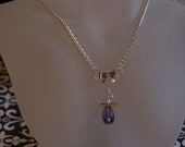 Custom Birthstone  Angel Bow Necklace