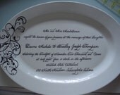 Porcelain Platter with wedding invitation in calligraphy