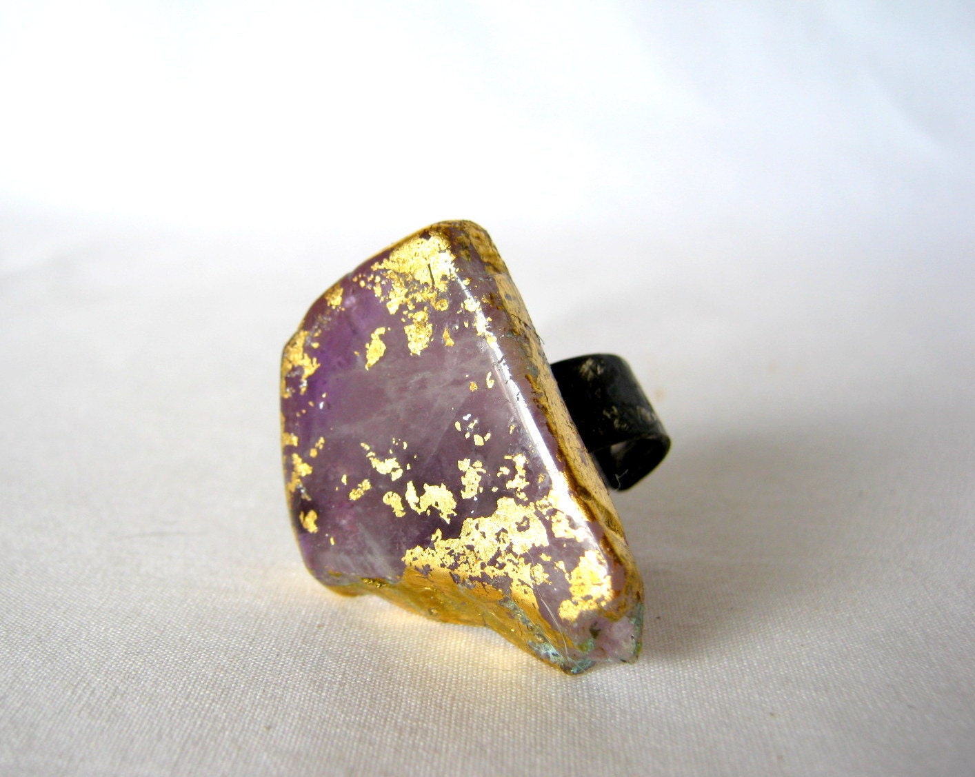 pale lavender agate adjustable ring