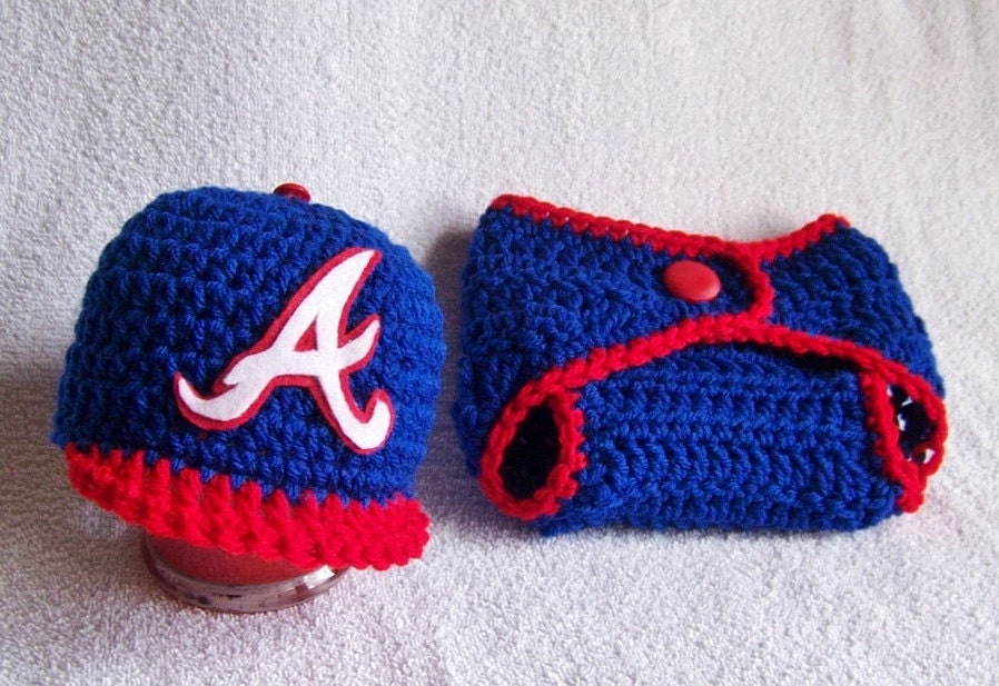 Atlanta Braves baseball hat and diaper cover inspired photo prop you pick the size colors and team emblem