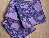 Medium Flankie - Lavender with Purple Paisley Flannel Handkerchiefs - Set of 3
