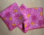 Medium Flankie - Pink with Moon & Stars Flannel Handkerchiefs - Set of 3