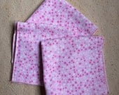 Medium Flankie - Pink with Pink and White Stars Flannel Handkerchiefs - Set of 3