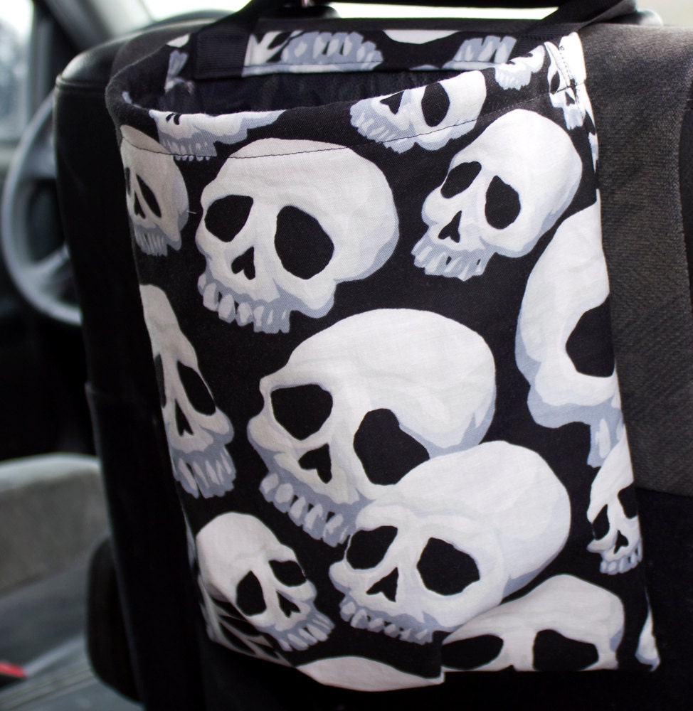 Skulls Car Trash Bag Reusable Auto Garbage or Storage