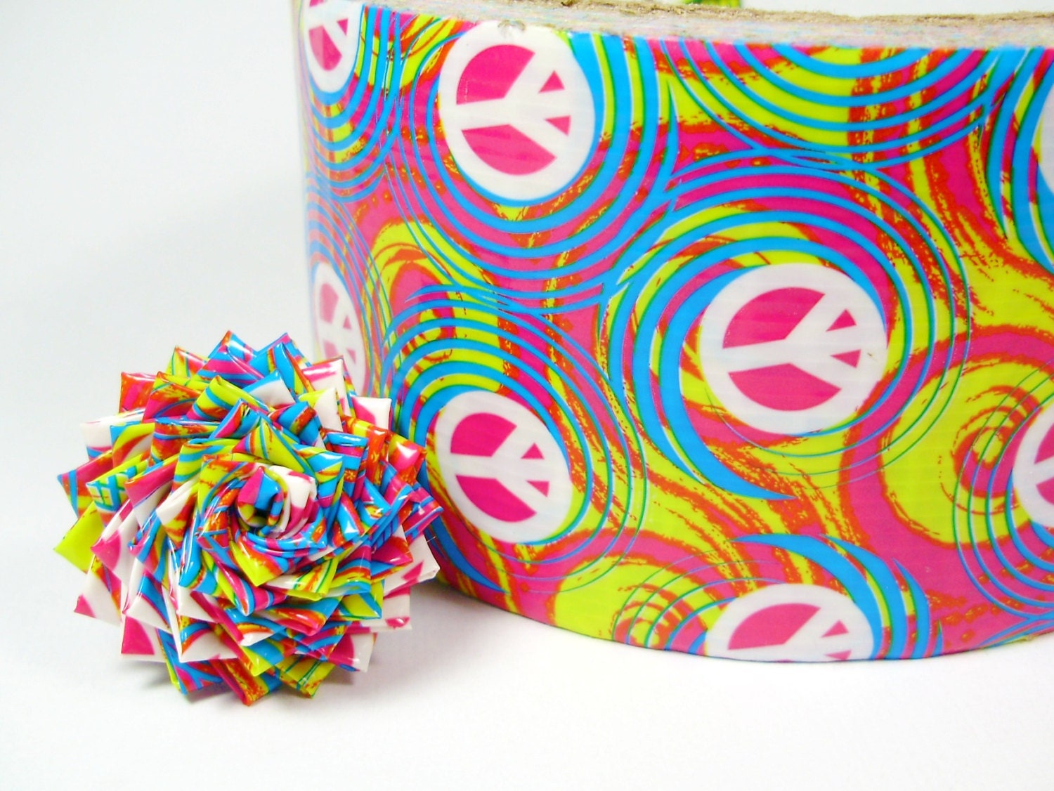 Neon Peace Duct Tape Rose Ring