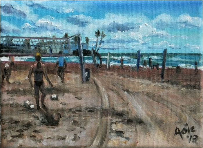 Southern California Original Beach Oil Painting - 7x5in