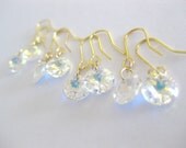 Set of 4 white swarovski crystal disc earrings. Petite and dainty wedding or bridal jewelry.