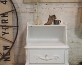Painted Cottage Chic Shabby White Romantic French Night Table NT116