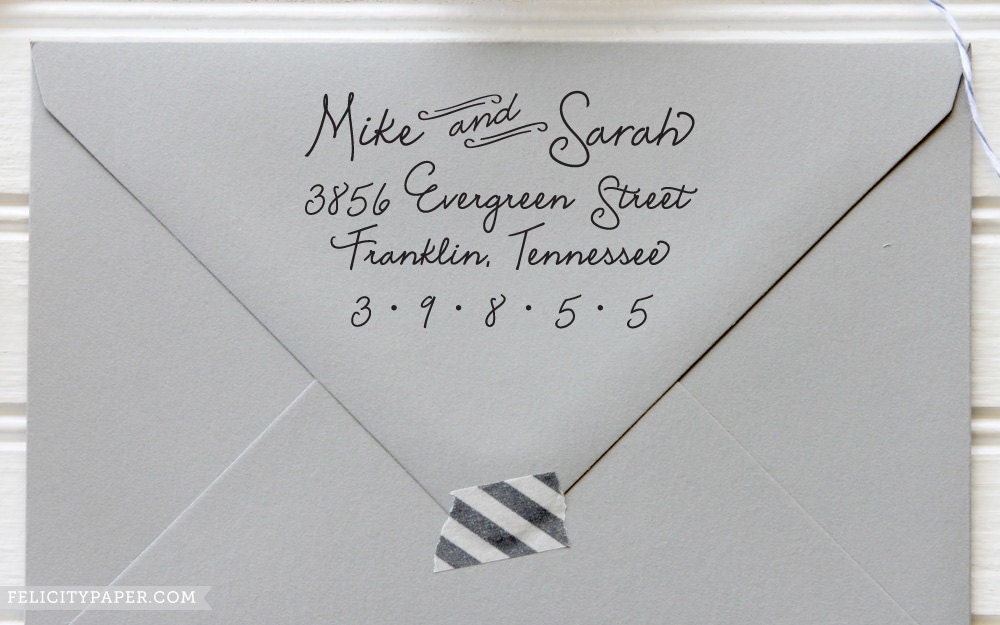 Self Inking Return Address Stamp - Faux Script Custom Address Stamp - Wedding Gift - Housewarming Gift