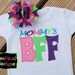 Mommy's BFF Best Friend White Applique Shirt or Onesie and Matching Hair Bow Set for Baby, Toddler, or Youth Girls