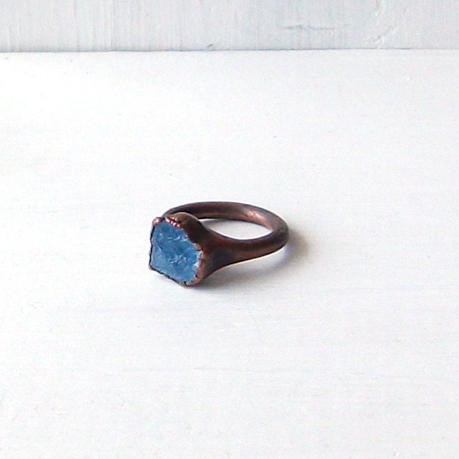 Aquamarine Ring Gemstone Ring Birthstone Ring Cocktail Ring March Stone Mineral Pale Blue For Her Artisan Handmade