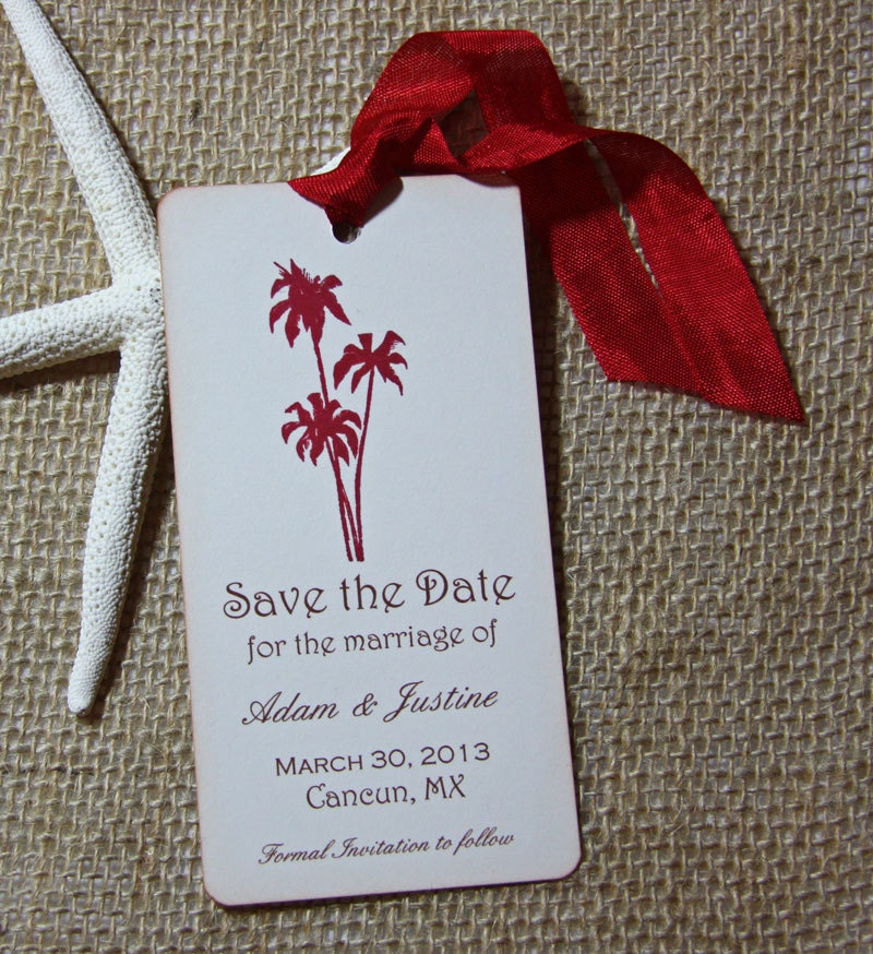 Wedding Save the Date Tag - PALM TREE Save the Date Tags -  set of 50