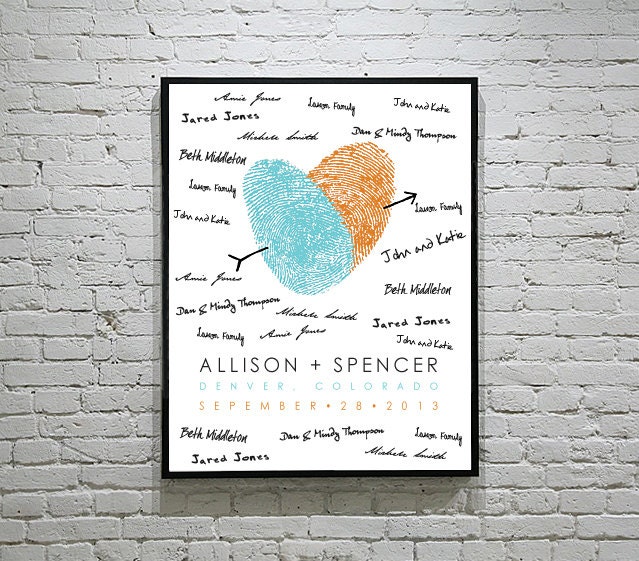 Wedding Guest Book Alternative YOUR Thumbprint - 18x24 - Unique Wedding Gift or Personalized Wedding Poster