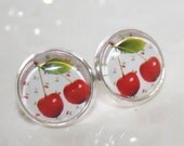 Cherry Earrings, Cherry Post Earrings, Cute Ear Posts, Ear Studs, Kitsch Fun Cute Teens Jewelry -Etsy gift