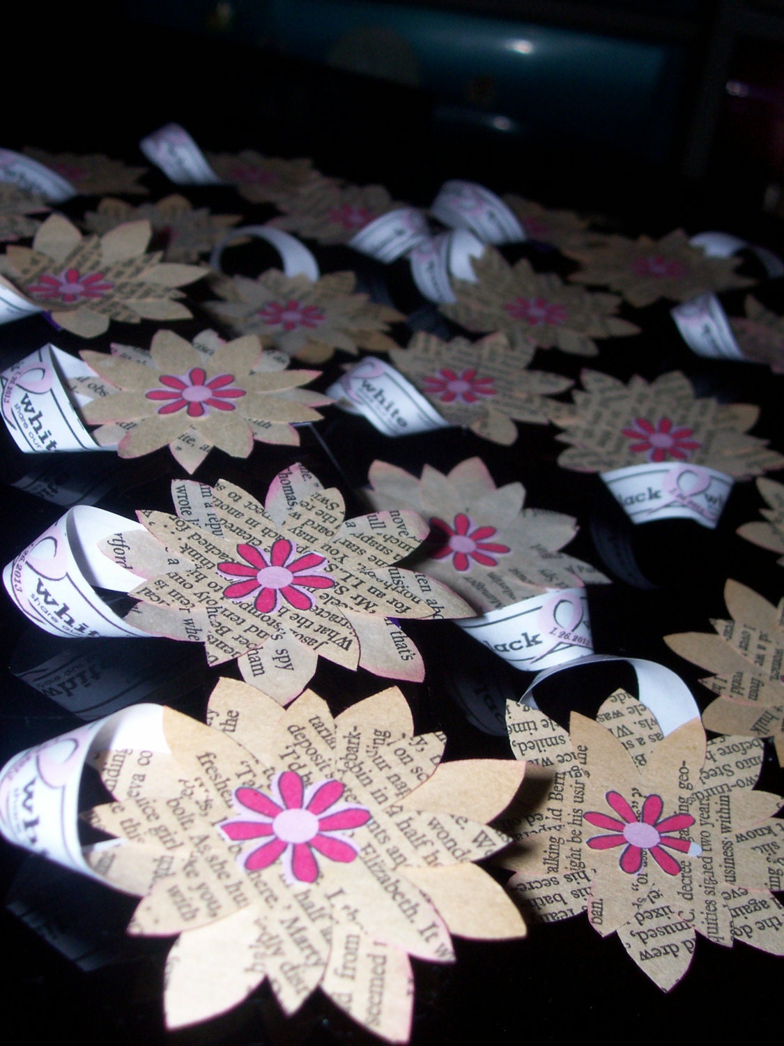Custom One Dozen 3D Upcycled Vintage Book Pages Pins or Boutonniere