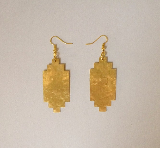 Large brass step earrings