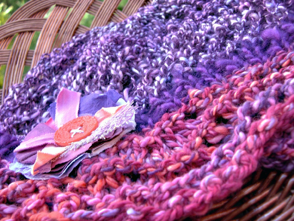 Unique lacy cloche hat hand knitted with handspun yarn: Winter in May, Summer in December