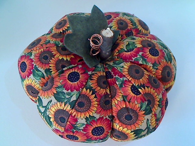 Autumn Pumpkin -- Size 9 --  Cotton Fabric Decoration -- Soft Sculpture -- N0.3