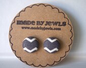 Zig, Don't Zag Fabric Covered Button Earrings