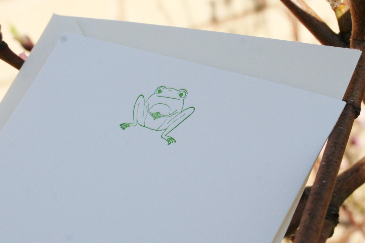 Yoga Frogs letterpress stationery set - by Tiny Pine Press