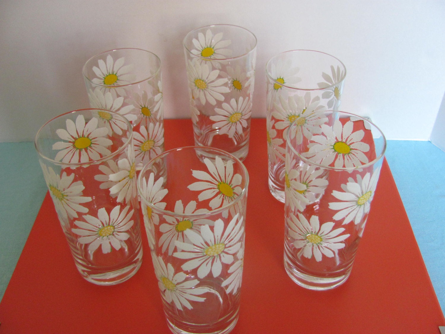Vintage Culver Daisy Glasses Set of 6