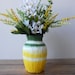 yellow and green vase / Grass and Sky Vase / handcrafted home decor / glass and concrete handpainted vase / made to order