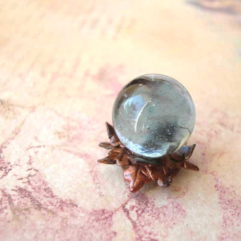 Dollhouse Crystal ball faux copper leaves in 1/12 scale