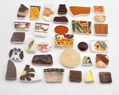 Broken China Mosaic Tiles - In Shades of Brown - Assortment - Cabochon Collection - Set of 30