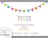 Bunting Banner Invitation - DIY Printable PDF File
