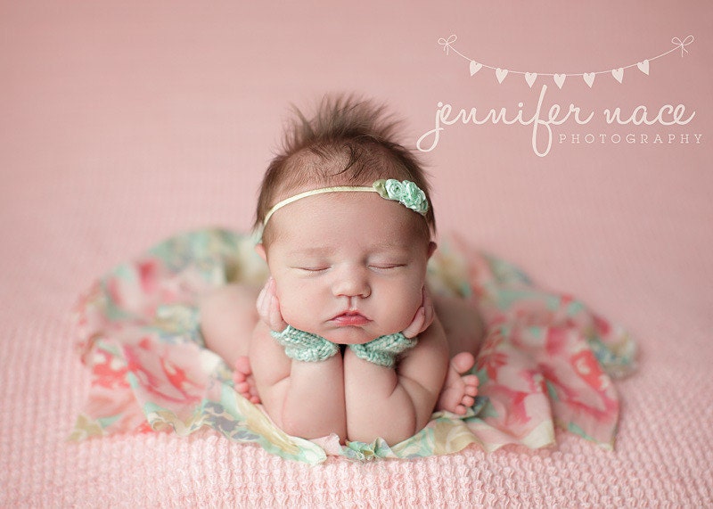 Newborn Prop Gloves and Headband Set - Caroline, Newborn Photo Prop, This Lisiting is for GLOVES ONLY