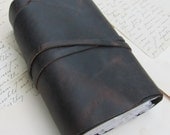 Rough and Rugged Leather Journal with Watercolor and Handmade Paper
