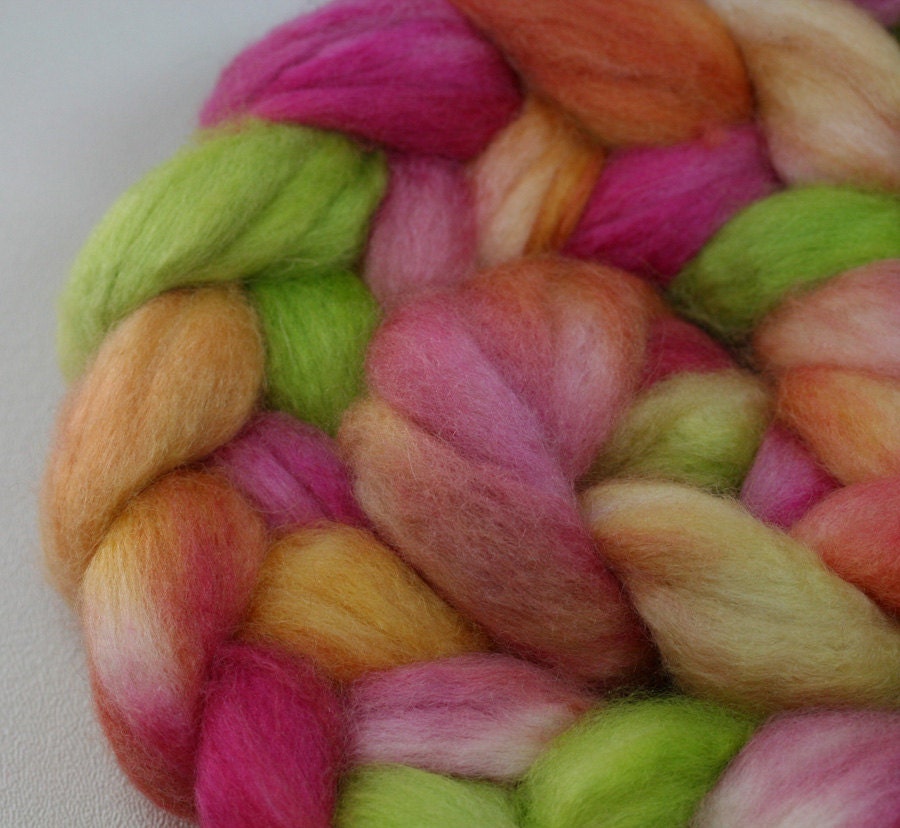Ice Cream Social - hand dyed BFL / Silk 75/25 roving - 4 oz