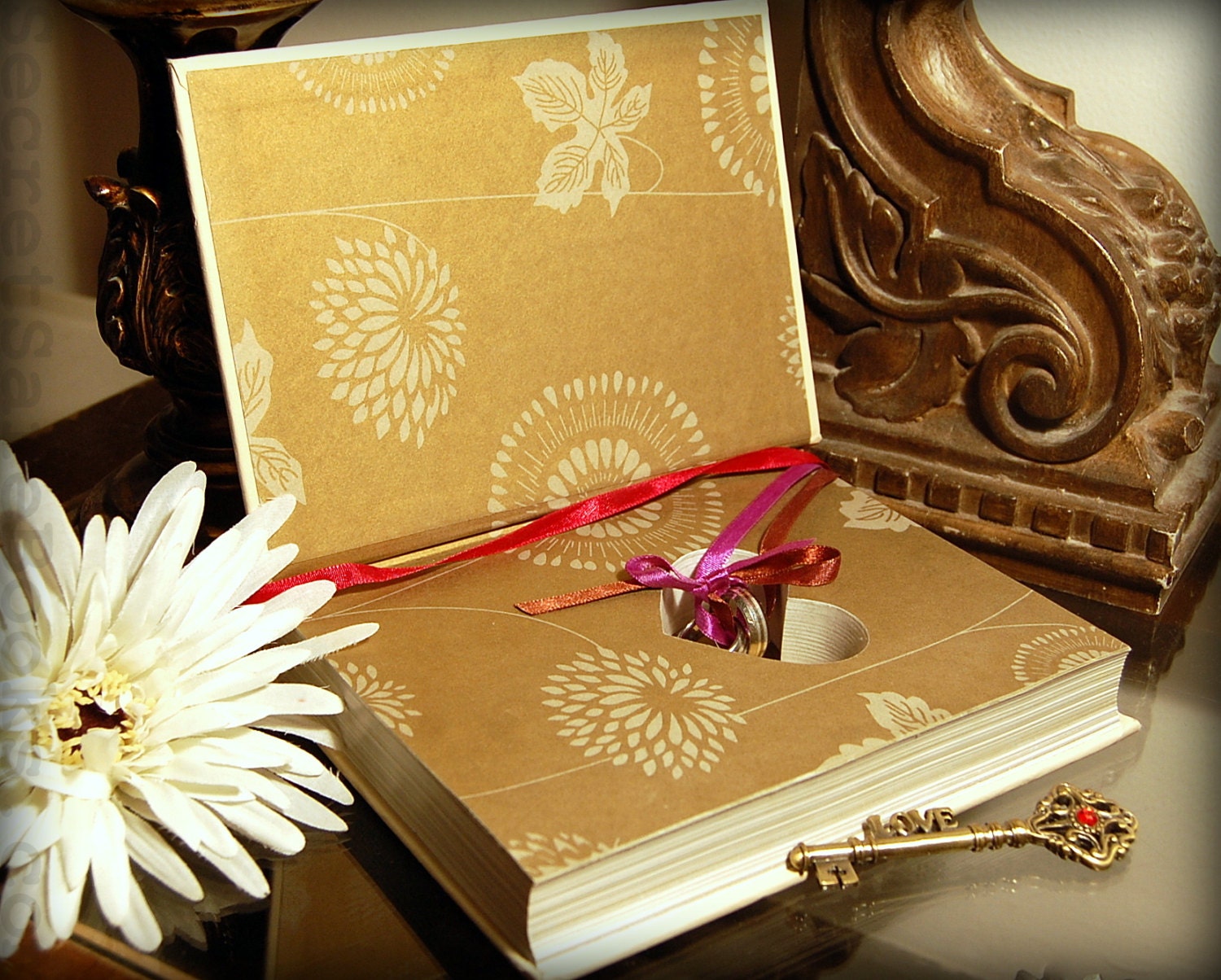 Hollow Book Safe with Heart (Shabby Chic Wedding Vows and Traditions)