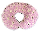 Pink and Lavendar Hearts and Skull and Crossbones Nursing Pillow Cover - fits Boppy pillows
