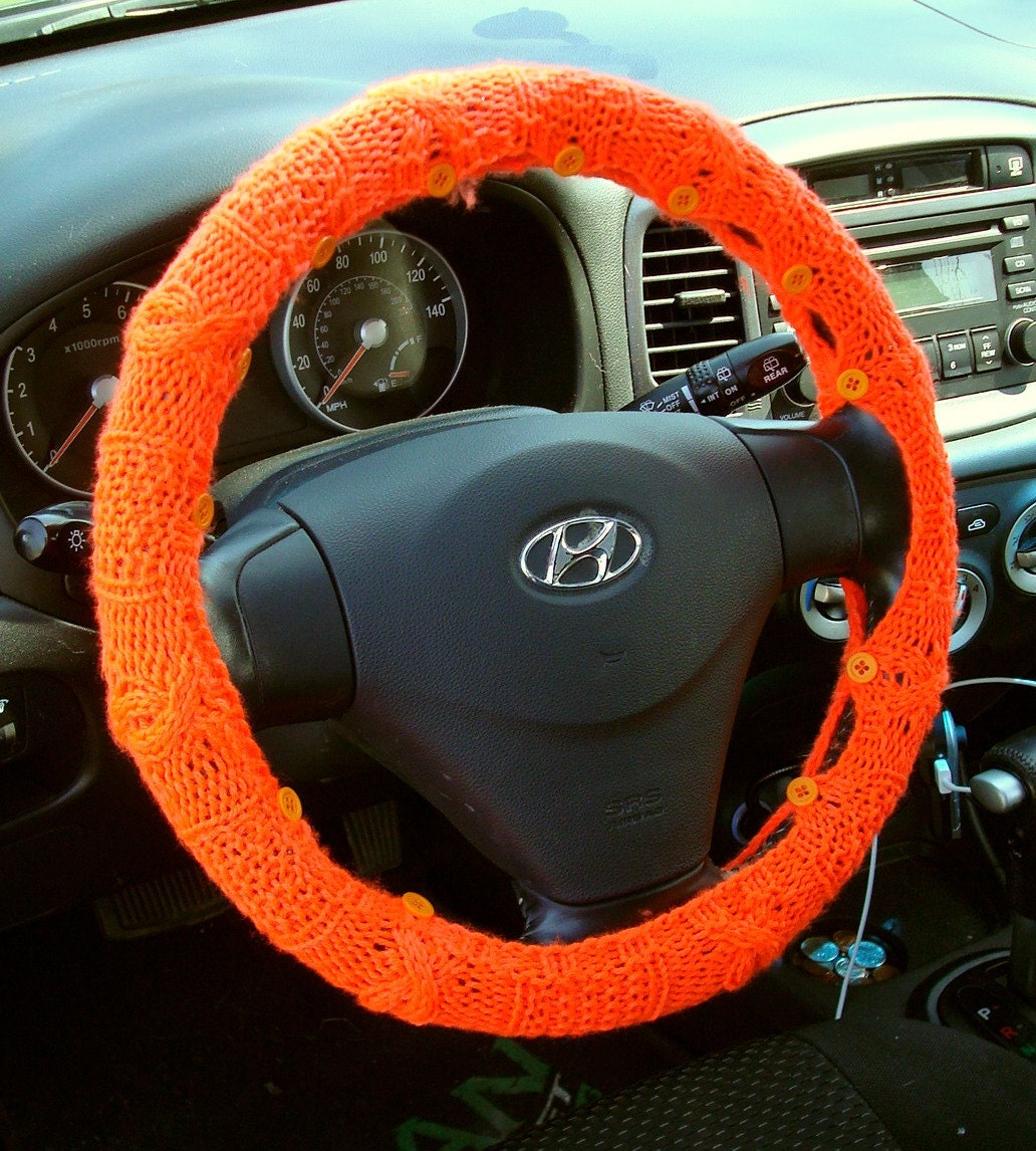 NEON Easy Care Steering Wheel Cover (Orange) with safety rubber backing, machine washable