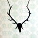 Antler necklace in black stainless steel - elk deer statement necklace