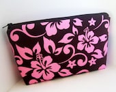 Pink Hibiscus Make-up Bag Cosmetic Zipper Pouch