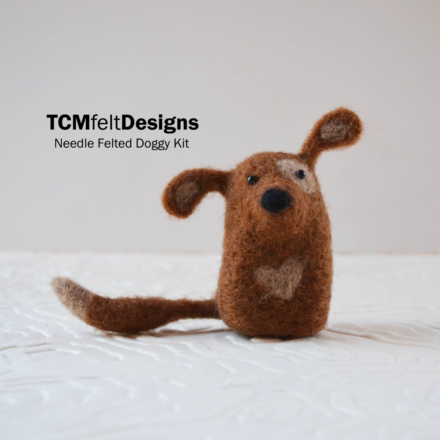 Needle Felting Doggy Kit, complete animal wool fiber dog kit for beginners