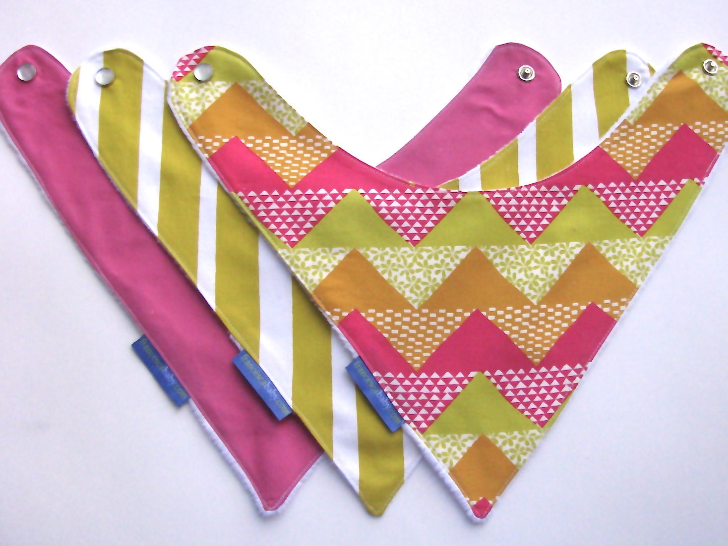 3 Baby Bandana Bibs with Minky in Girly Prints