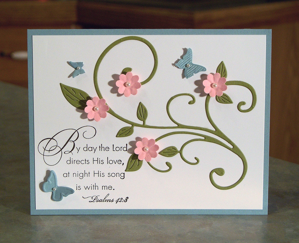 Scripture Note Card with Embossed Butterflies, Stampin Up Elegant Inspirations