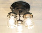 Vintage Canning Jar CEILING LIGHT Trio Pint