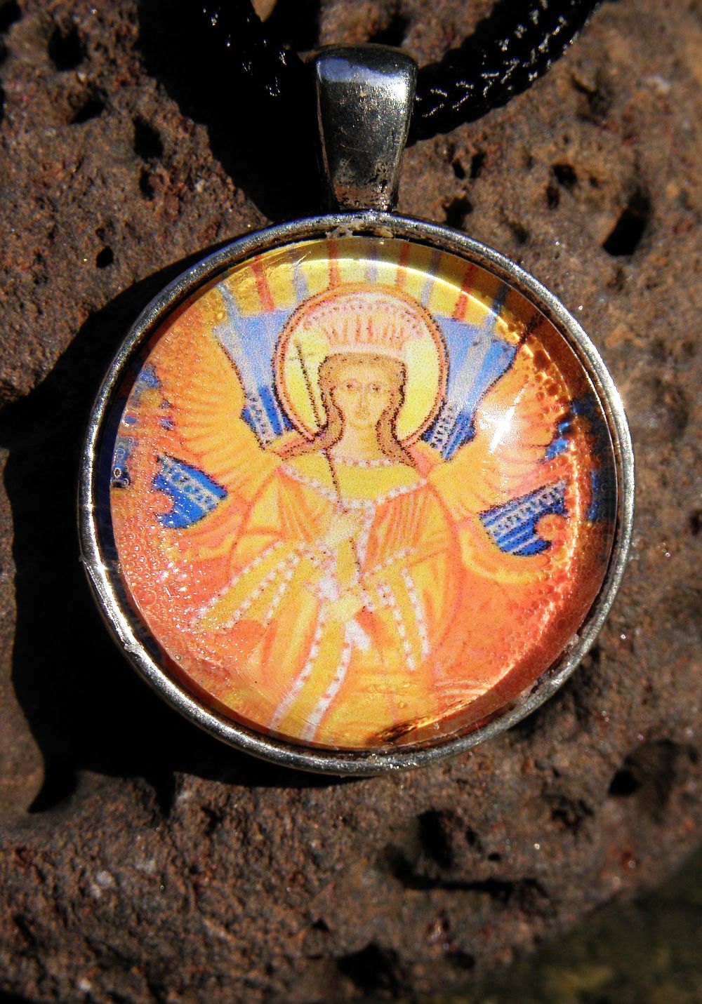 Sophia Goddess of Wisdom Glass Pendant Necklace