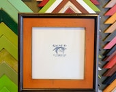 8x8 Square Picture Frame with Super Vintage Orange Finish in Vintage Dark Wood Tone Double Cove Build Up