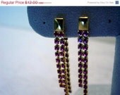 ON SALE Vintage 1980s Pink and Red Rhinestone Dangle Pierced Earrings Vintage Jewelry Jewellery