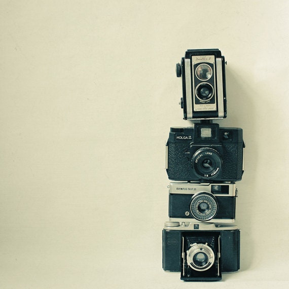 20% SALE Camera Love - Retro camera photography, black and silver minimalist wall art, gift for him 8x8 Print