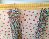 Large retro oilcloth tote bag pink polka dots