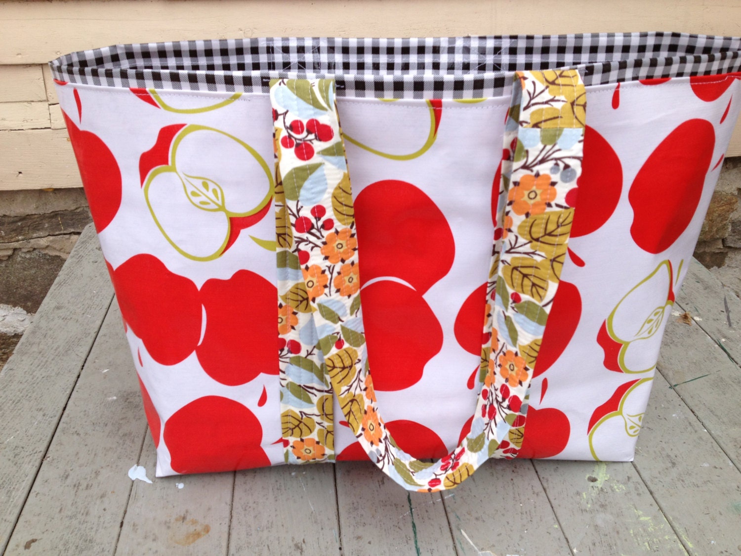An apple for the teacher large oilcloth tote bag